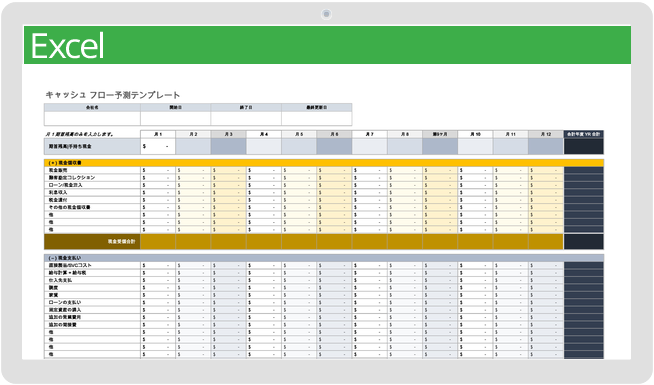 無料キャッシュフロー予測テンプレート | Smartsheet